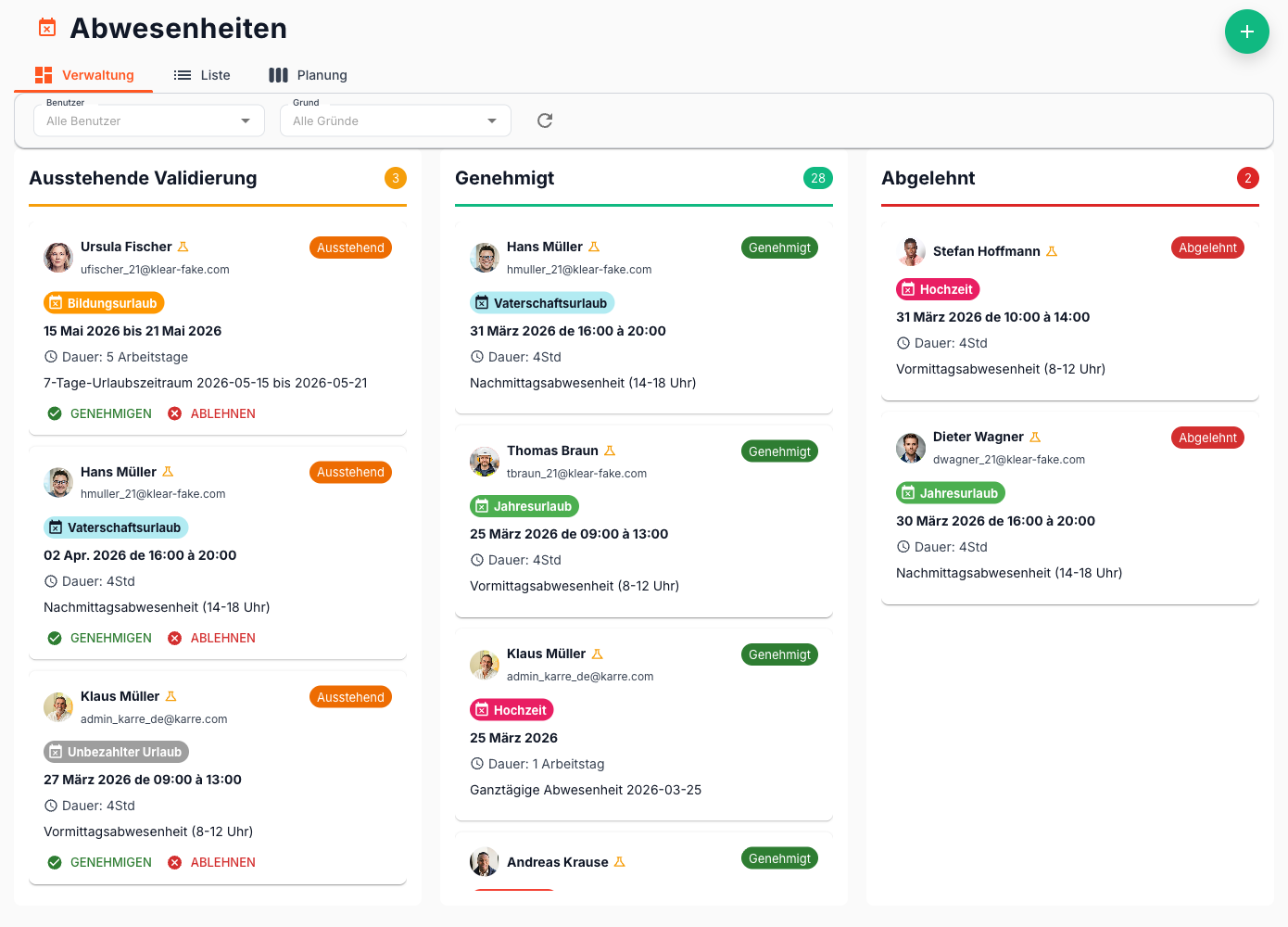 Intelligente Abwesenheitsverwaltung