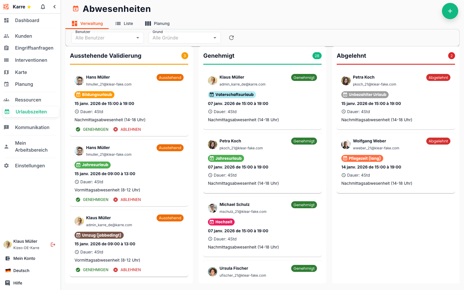 Abwesenheitsverwaltung