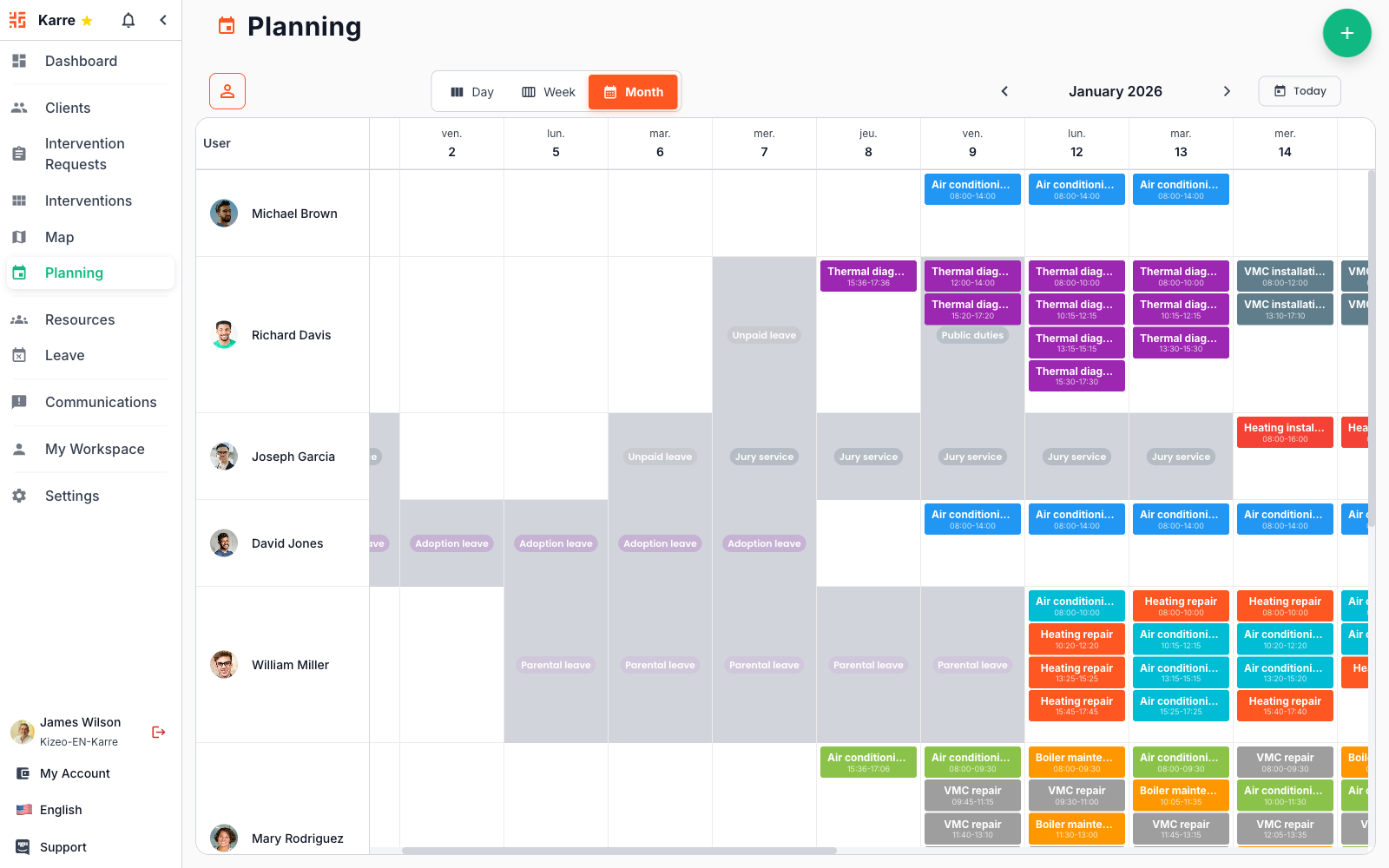 Field Service Management Interface