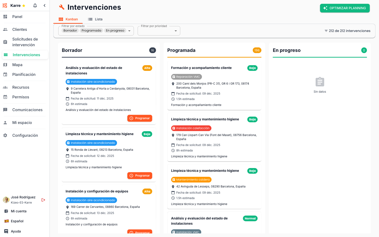 Seguimiento de intervenciones