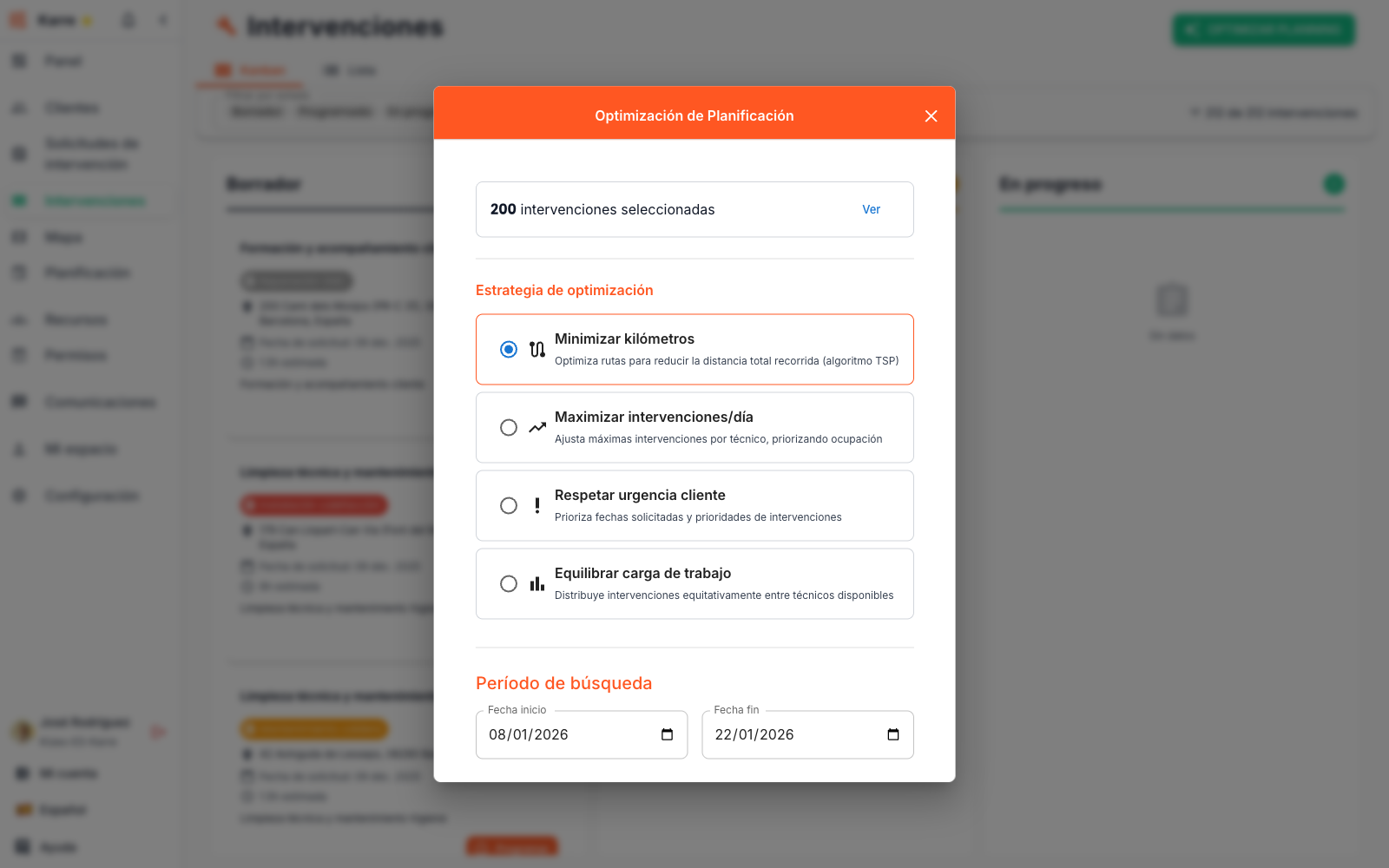Optimización automática de rutas