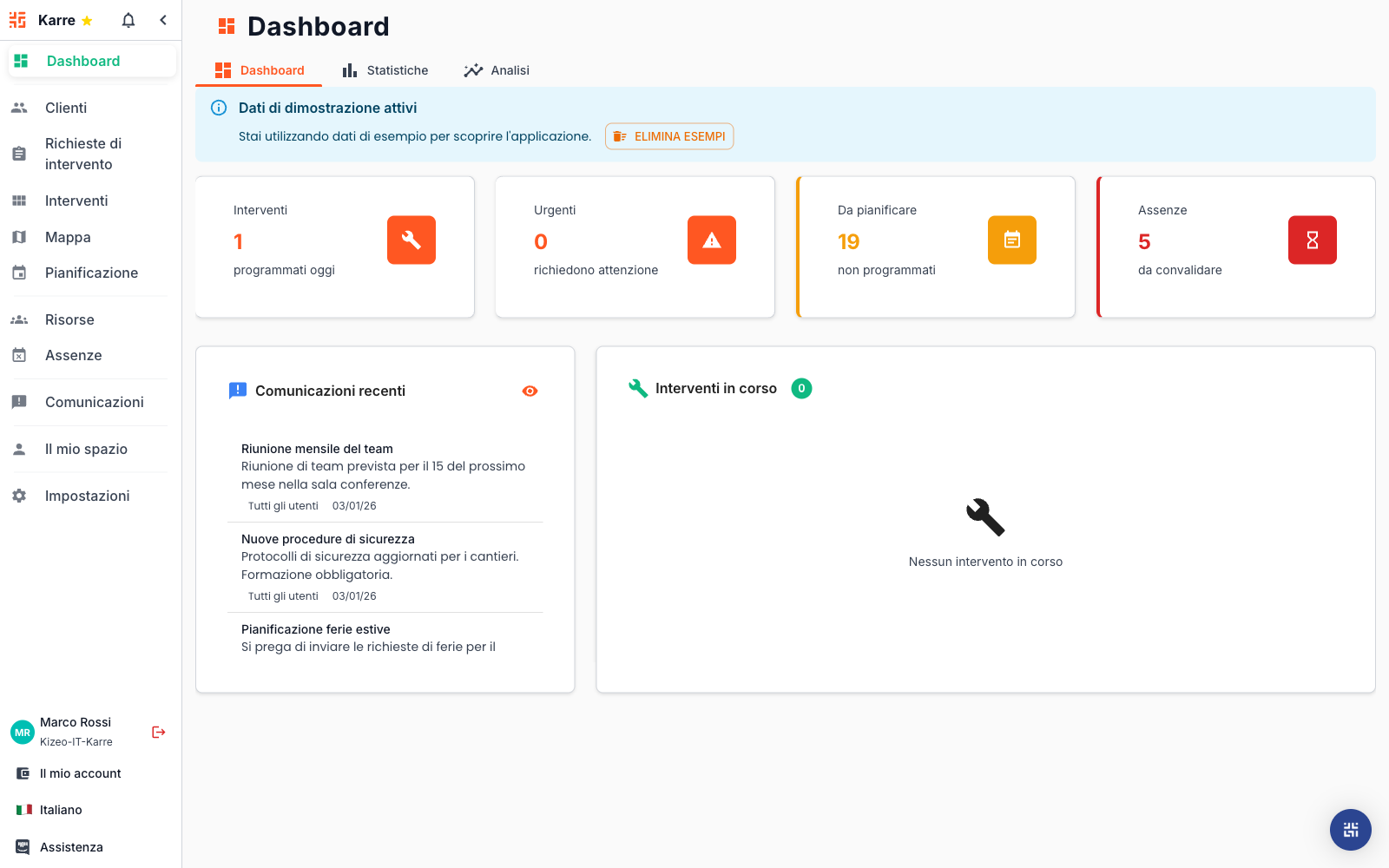 Dashboard in Tempo Reale