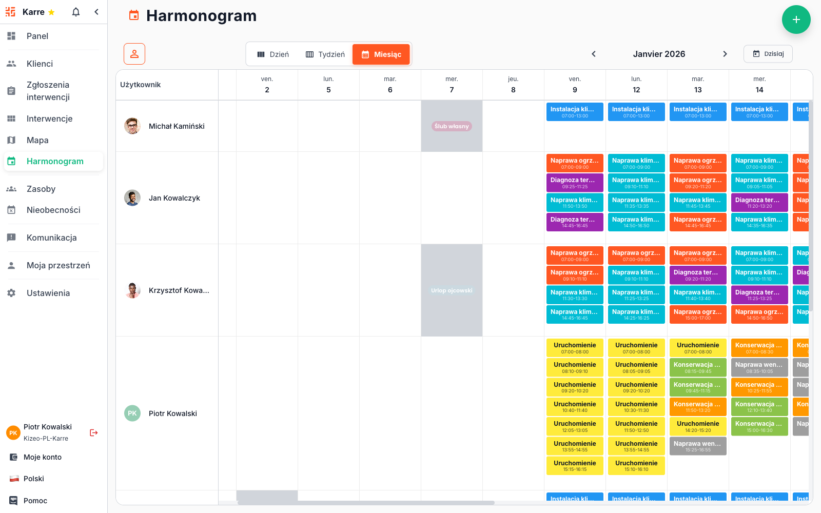 Interfejs planowania KARRE