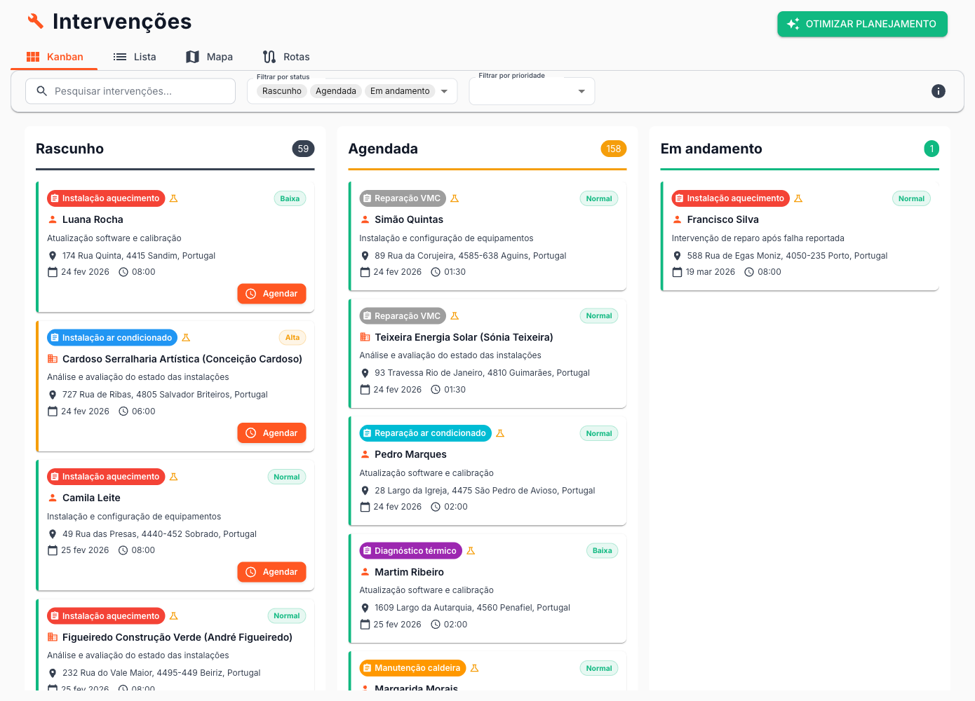 Acompanhamento de Intervenções