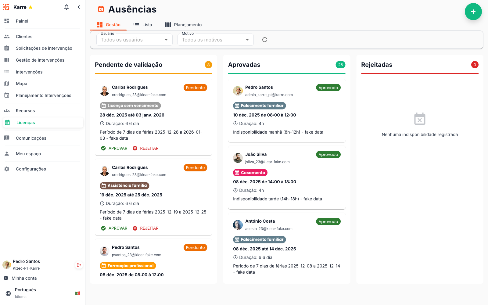 Gestão de Ausências